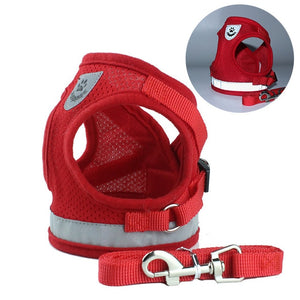 Dog Cat Harness Vest Reflective Walking Lead Leash for Puppy Dogs Polyester Mesh Harness for Small Medium Dog Pet Products