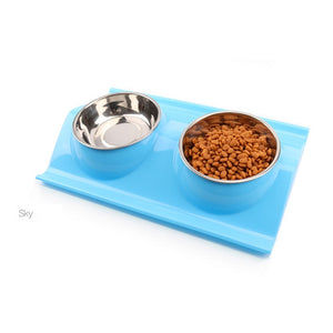 Pet dog food bowl stainless steel dog Bowl Puppy Cat Bowl Water Food Storage Feeder Non-toxic PP Resin Combo Rice Basin 3 Colors